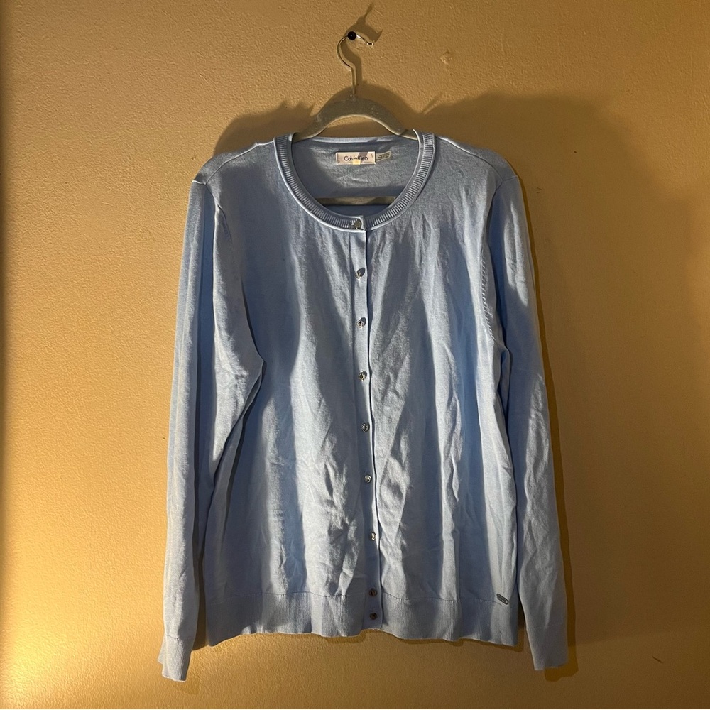 Light Blue Calvin Klein Light weight Cardigan with Silver Buttons